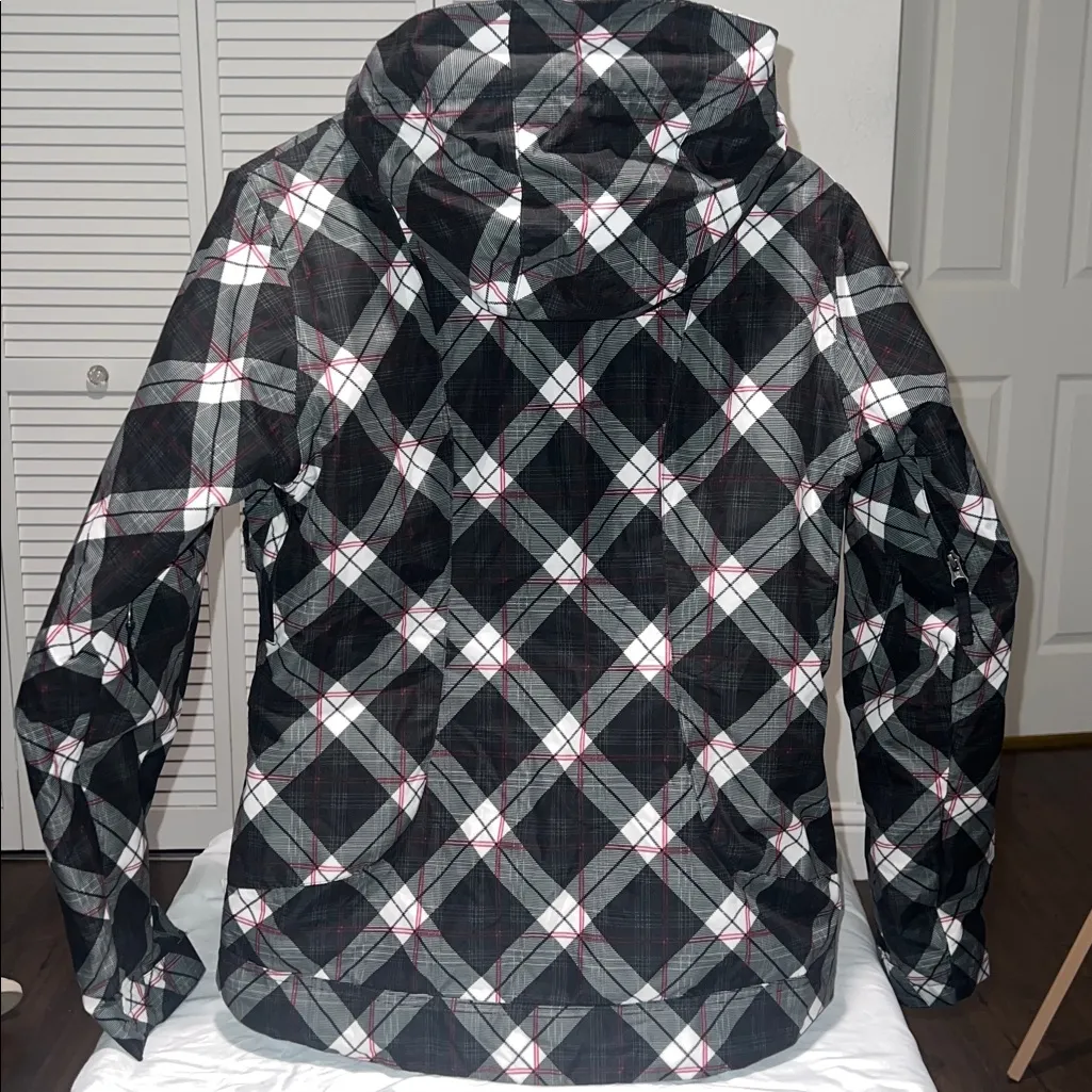 Burton  Black and White Plaid Ski Jacket - Image 6