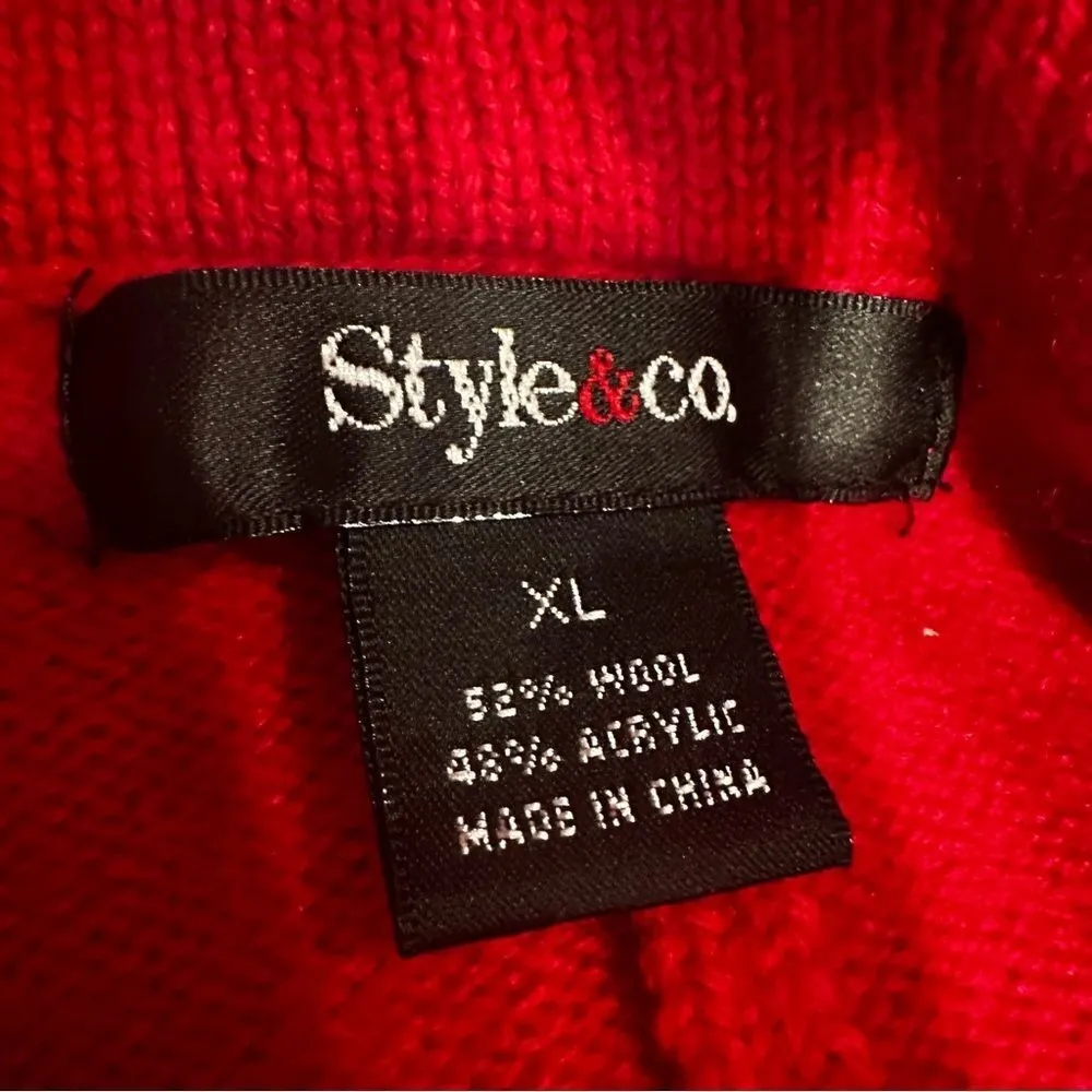 Style & Co Short Sleeve Wool Blend Cardigan‎ Sweater Women's XL Red Cropped NWOT - Image 5