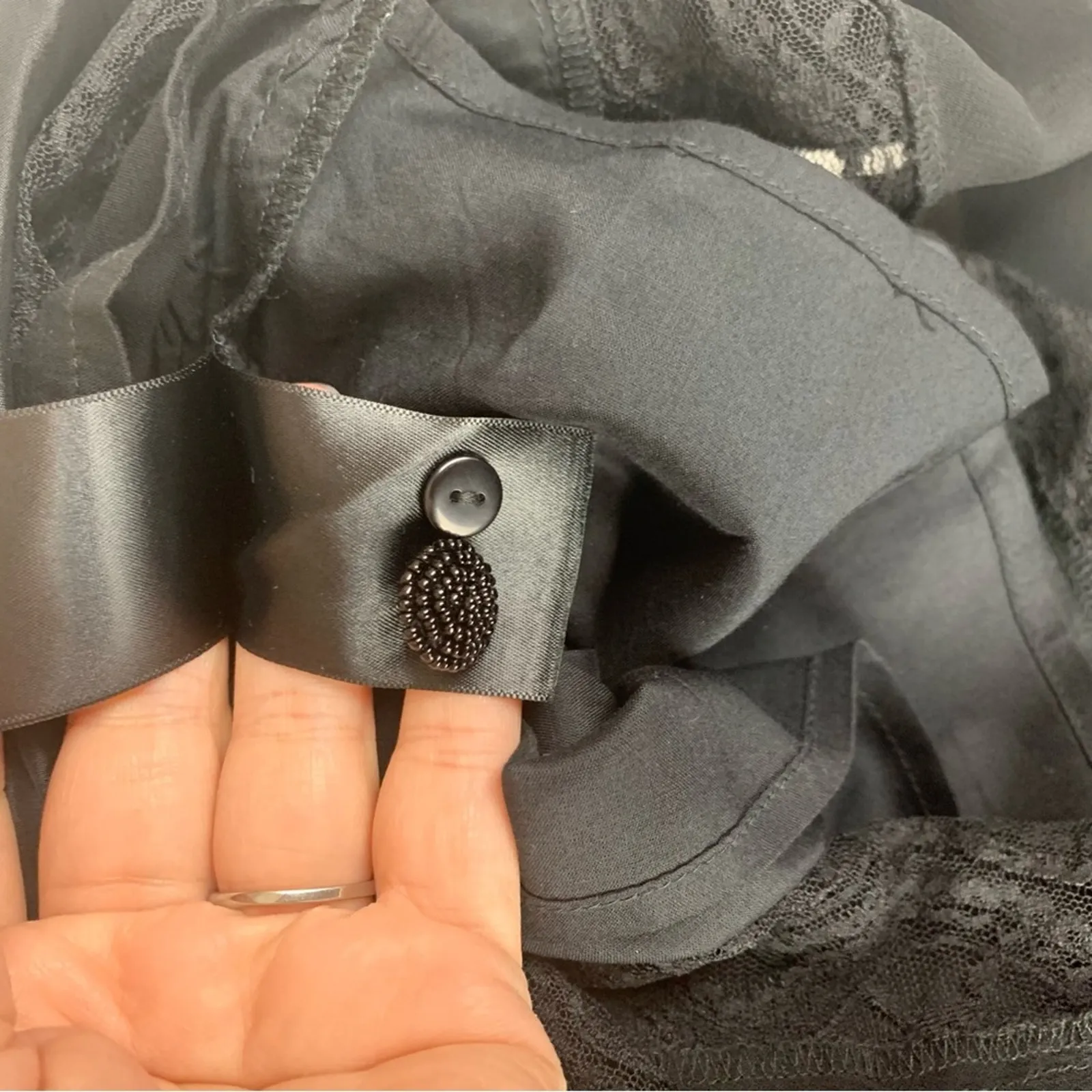 FARM Rio size medium black Lace Midi Dress new Stevie nicks witchy boho satin - Image 11