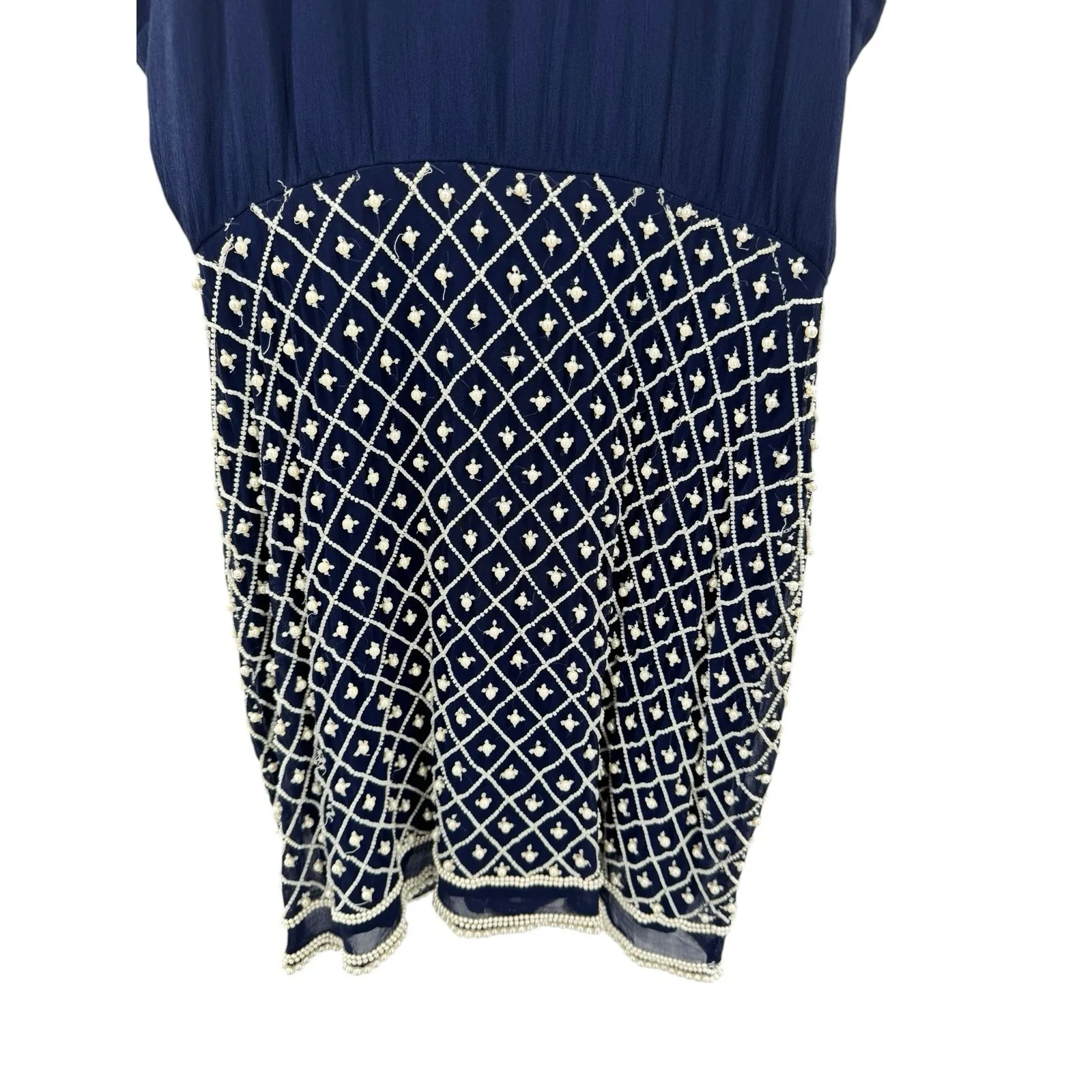 NBD Revolve Best Mistake Dress Size Medium Navy Blue Beaded Mini Sleeveless - Image 6