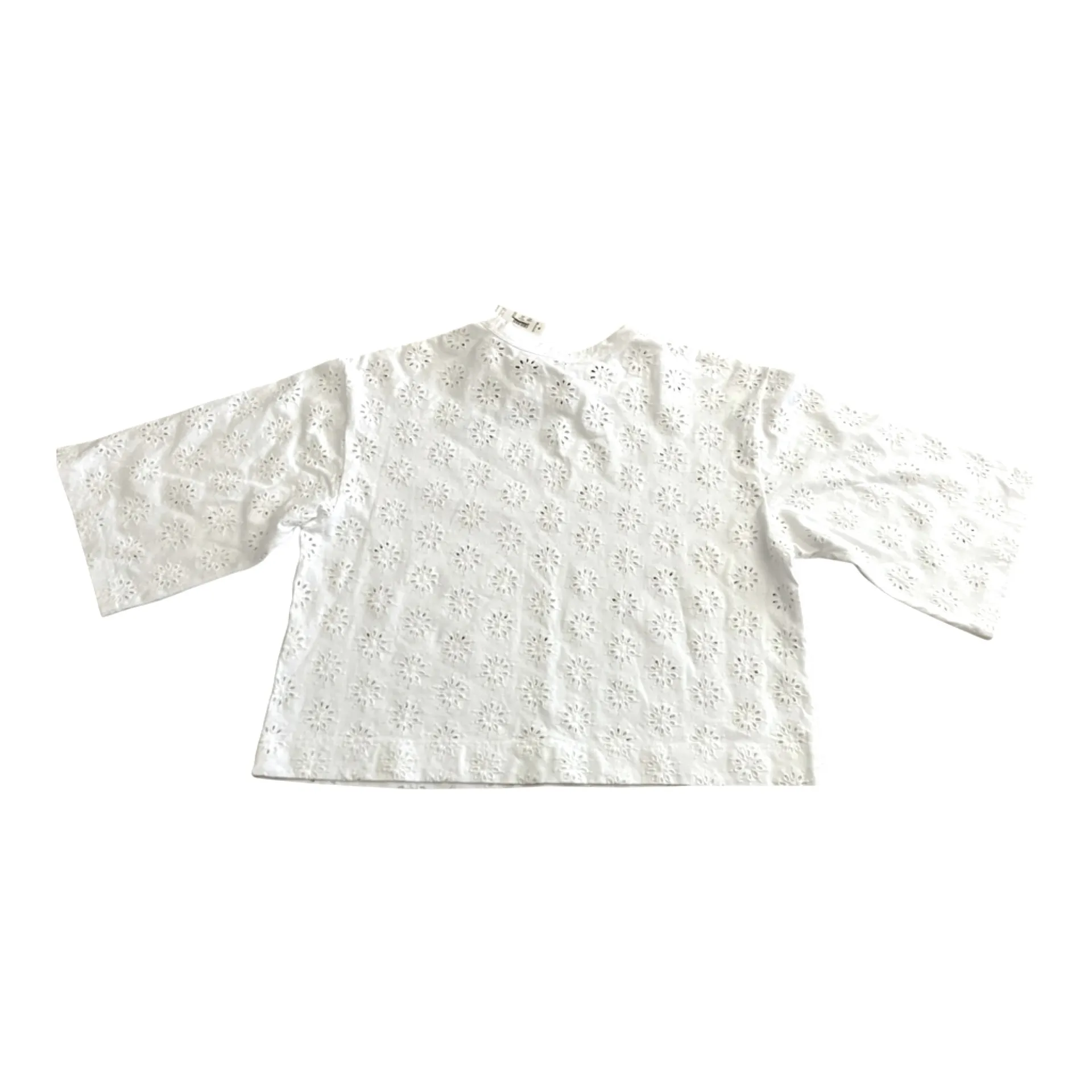 Madewell Womens White Embroidered Wide-Sleeve Boxy Tee - Image 4
