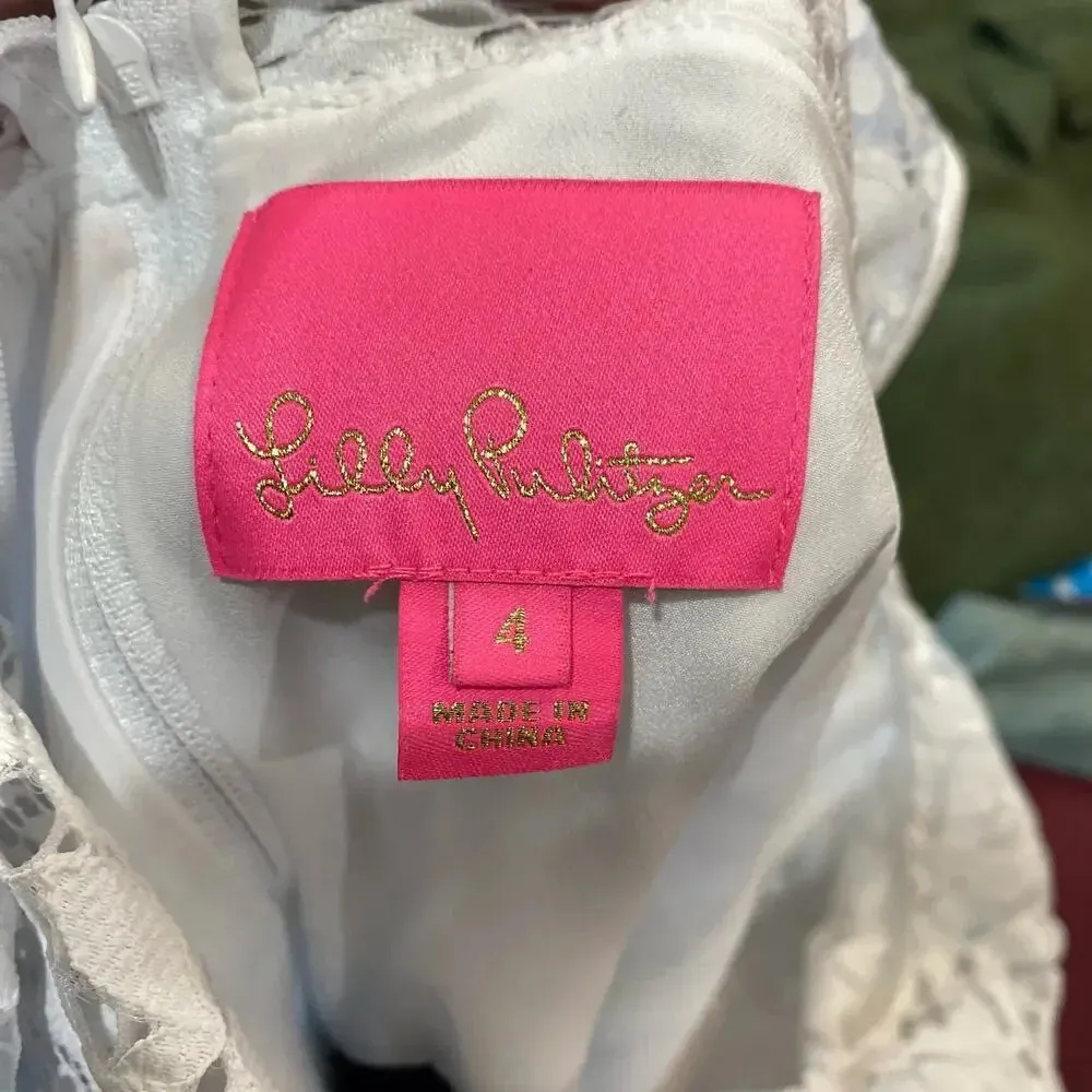 LILLY PULITZER Carolyn Lace Dress True Navy Preppy Coastal Size 4 - Image 7