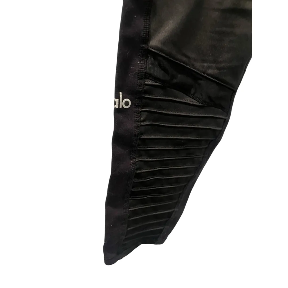 ALO Yoga Moto Black Ribbed Workout Leggings Women's Size Medium Casual Gym Sport - Image 5