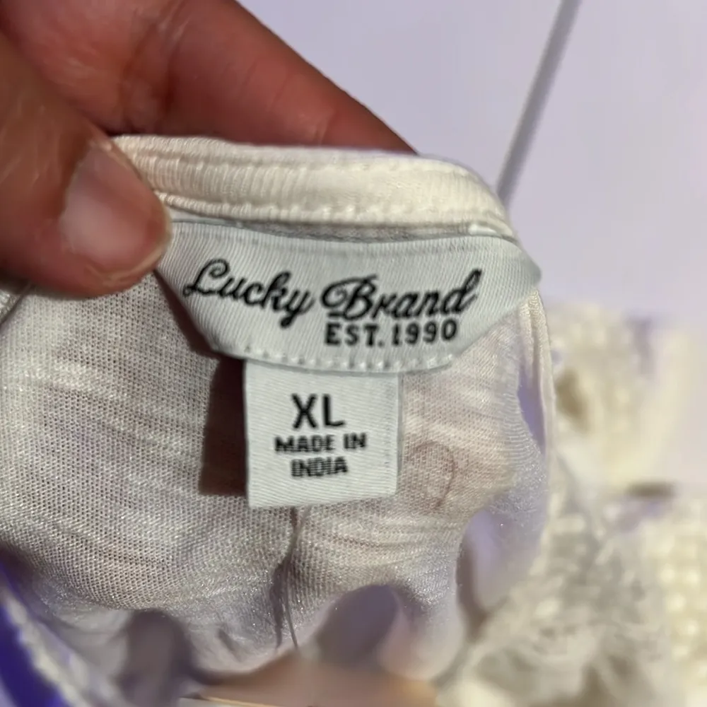 Lucky brand, mixed lace, crewneck, long sleeve top NWT women’s size XL - Image 9