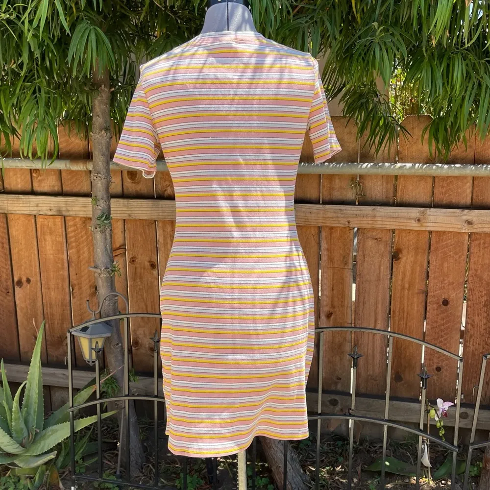 Fate Kristin Striped Mini Dress Pink Yellow size L - Image 2