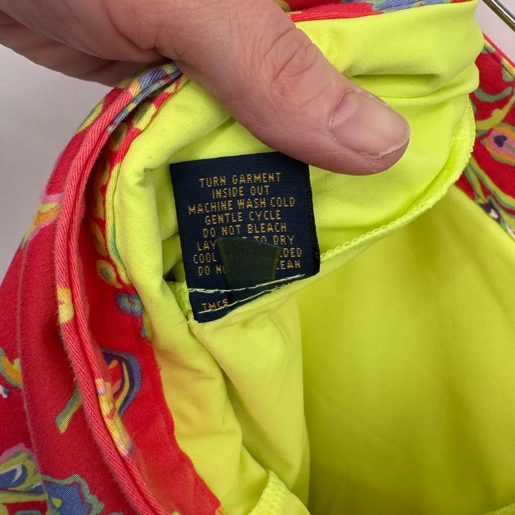 Ralph Lauren Polo Golf Skort‎ Womens 8 Coral Pink Yellow Paisley Floral Pockets - Image 10