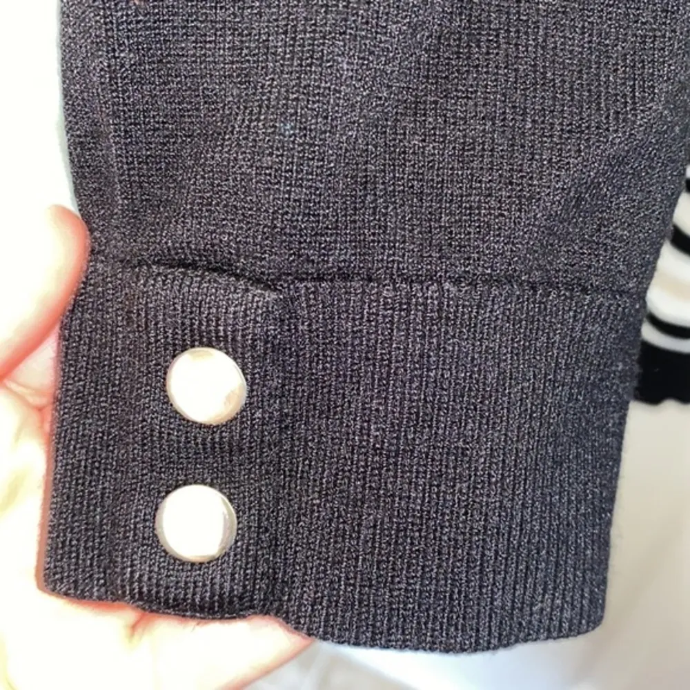 White House Black Market Striped Sweater Women EUC Sz Sm Black Gold - Image 38