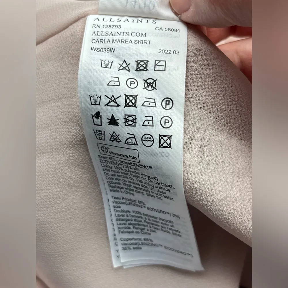 AllSaints Carla Marea Skirt Womens 10 Soft Green Pink Silk Blend All Saints NWOT - Image 5