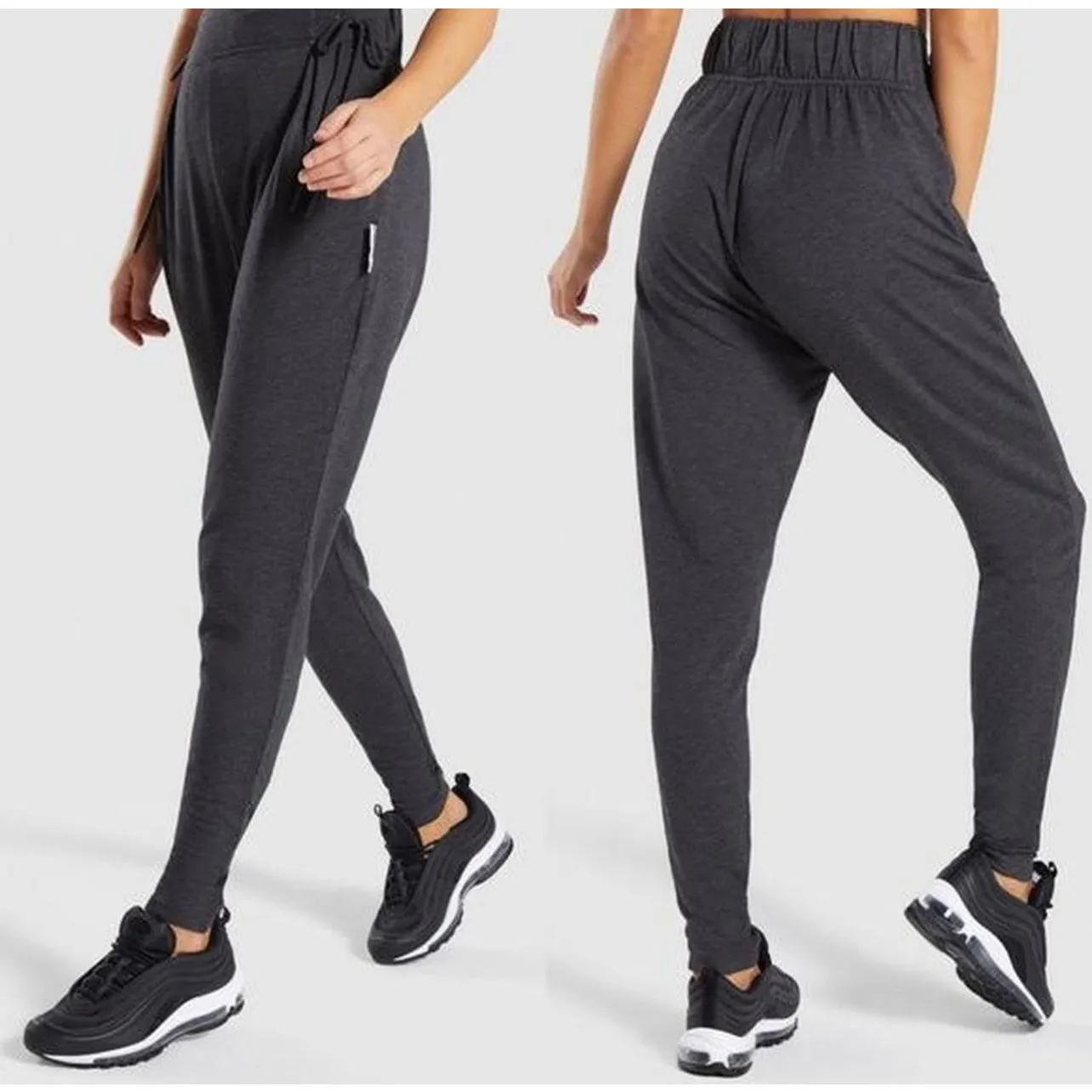 Gymshark Womens Slounge Cinched High Waist Lounge Activewear Joggers Pants‎ Gray - Image 2