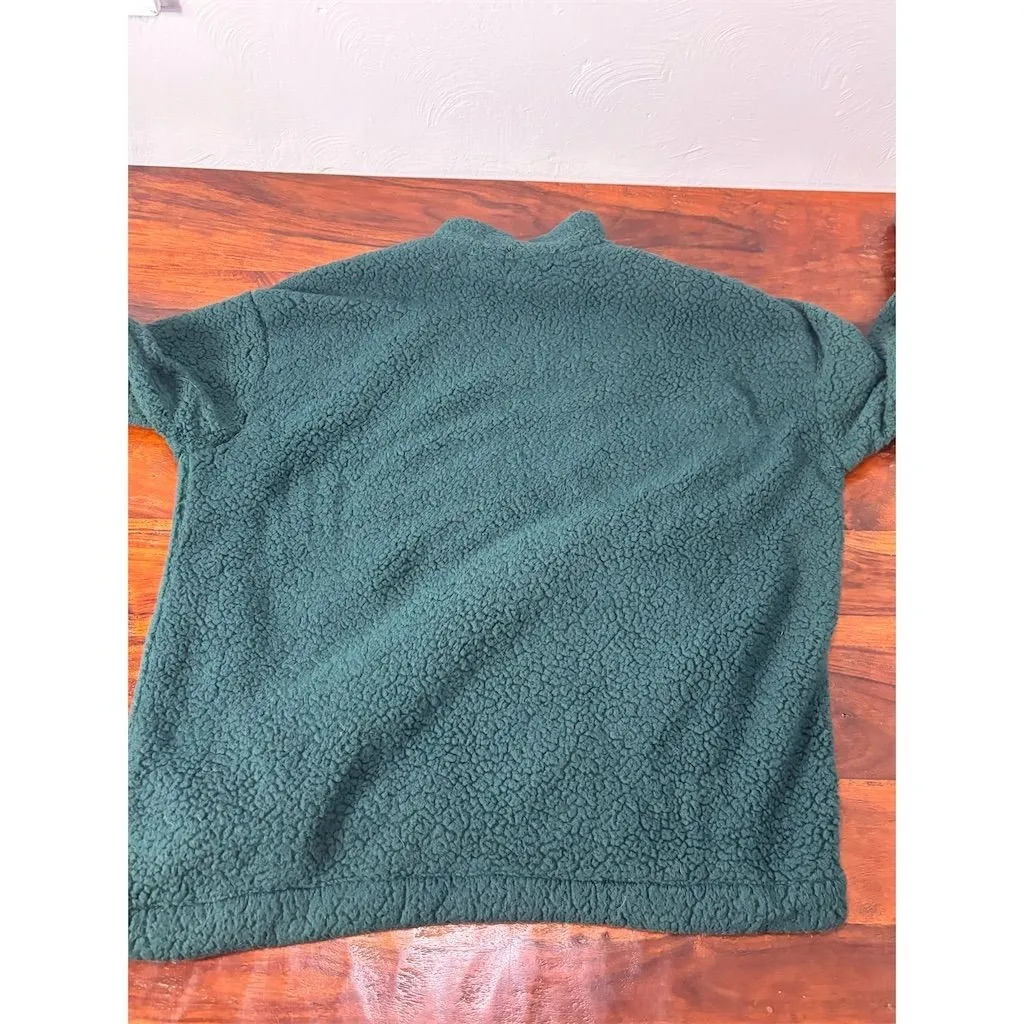 Lands' End Women's Faux Shearling Fleece Pullover Green Size M - Image 5