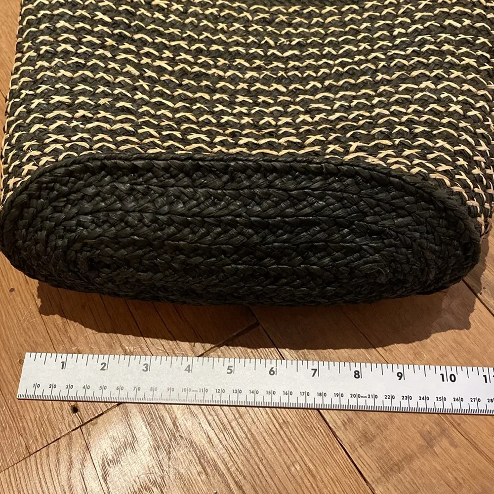 Annabel Ingall Australian Raffia Small Bibi Tote Gray V Deep Green Tan Cross Bag - Image 9