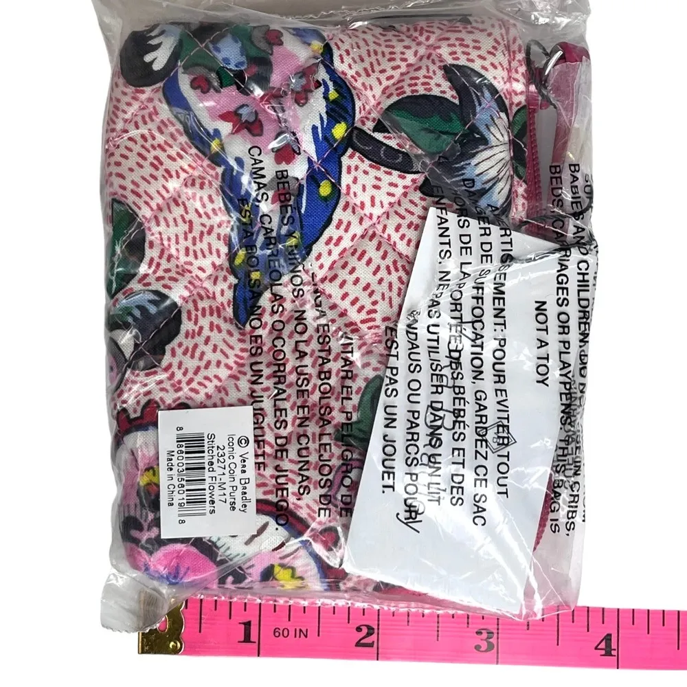 NEW Vera Bradley Iconic COIN PURSE Handbag Zip Change Purse 3x5 Pink Blue Floral - Image 4