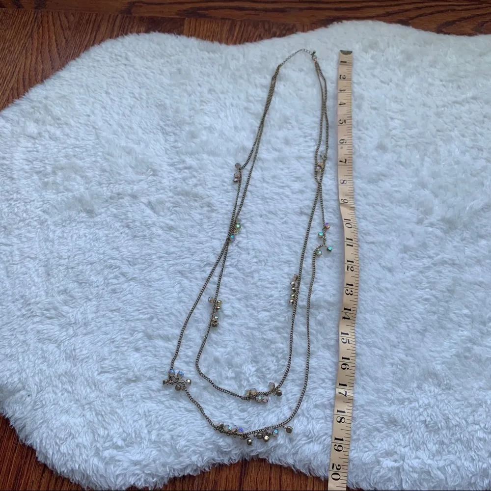 ⭐️ Gold Crystal Iridescent Double Layer Long Necklace - Image 3