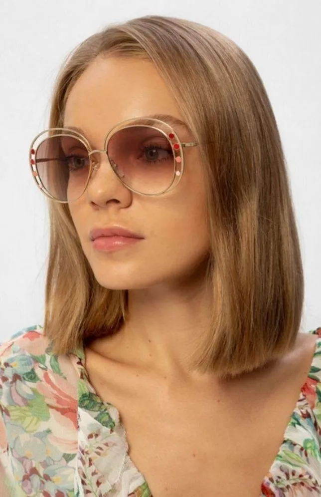 💕CHLOE💕 Delilah Sunglasses ~ Gold Frame Gradient Brown Lenses CE169742 New - Image 9