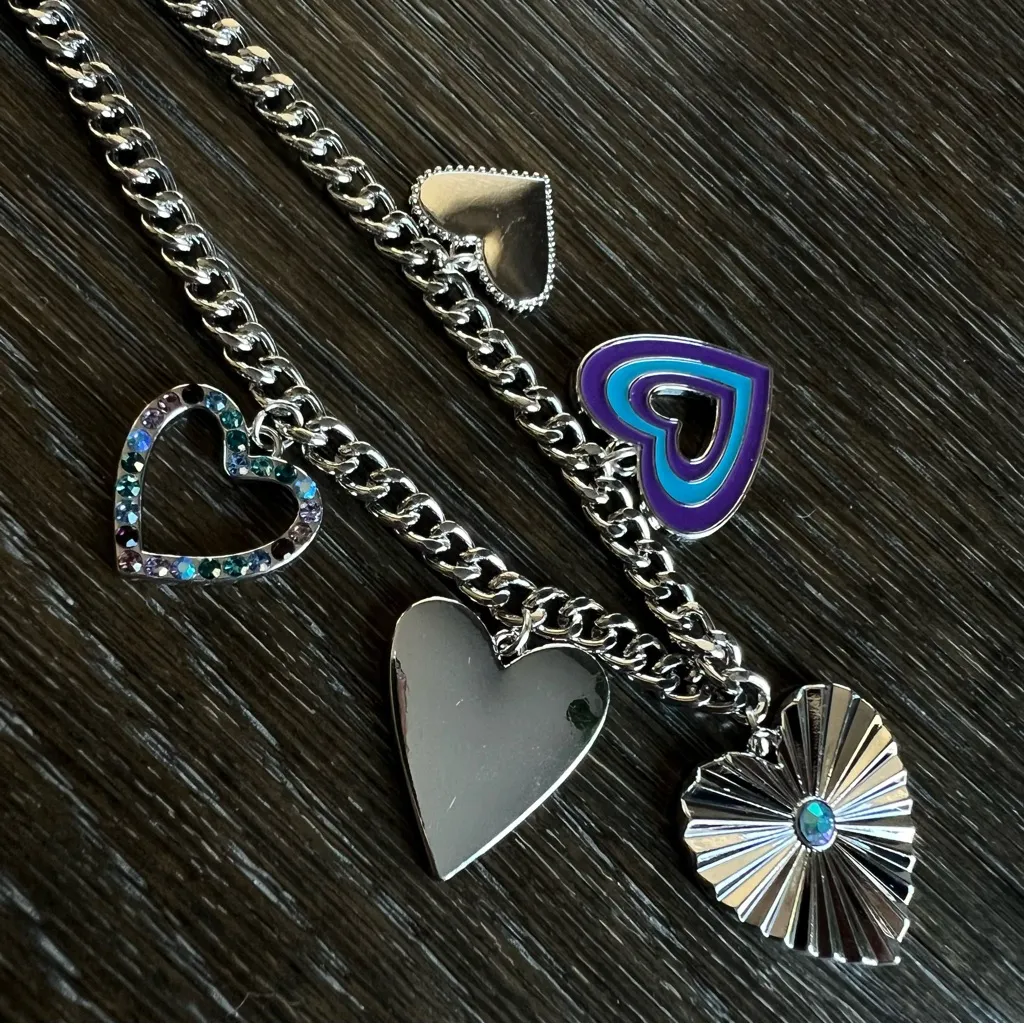 NEW Necklace and earrings Set, AB rhinestones and silver tone metal, custom - Image 9