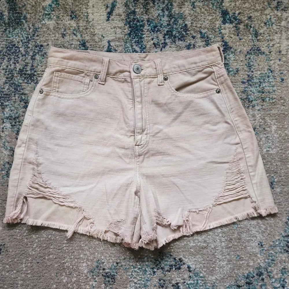 American Eagle Beige Denim Highest Waist MOM Shorts Size 6 - Image 5