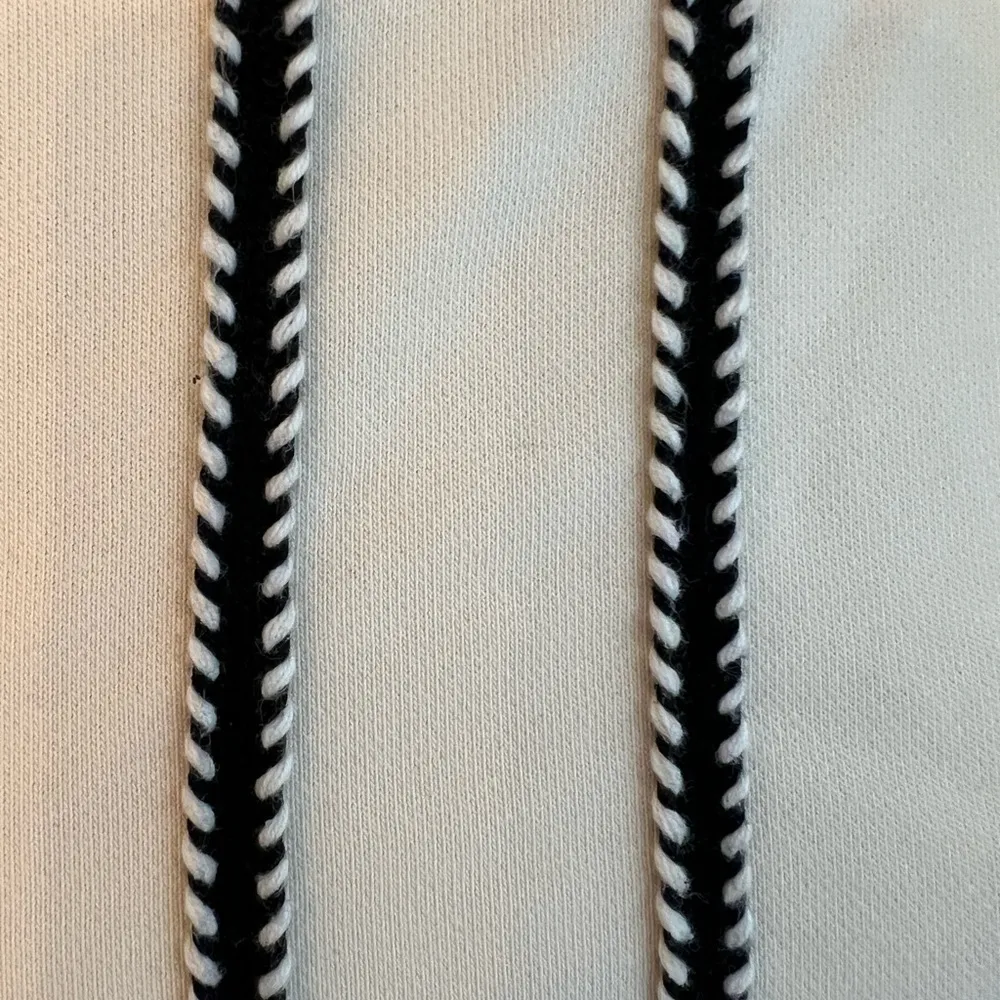 eri + ali Anthropologie cotton terry lined striped top with fringe accents, M Black Size M - Image 7