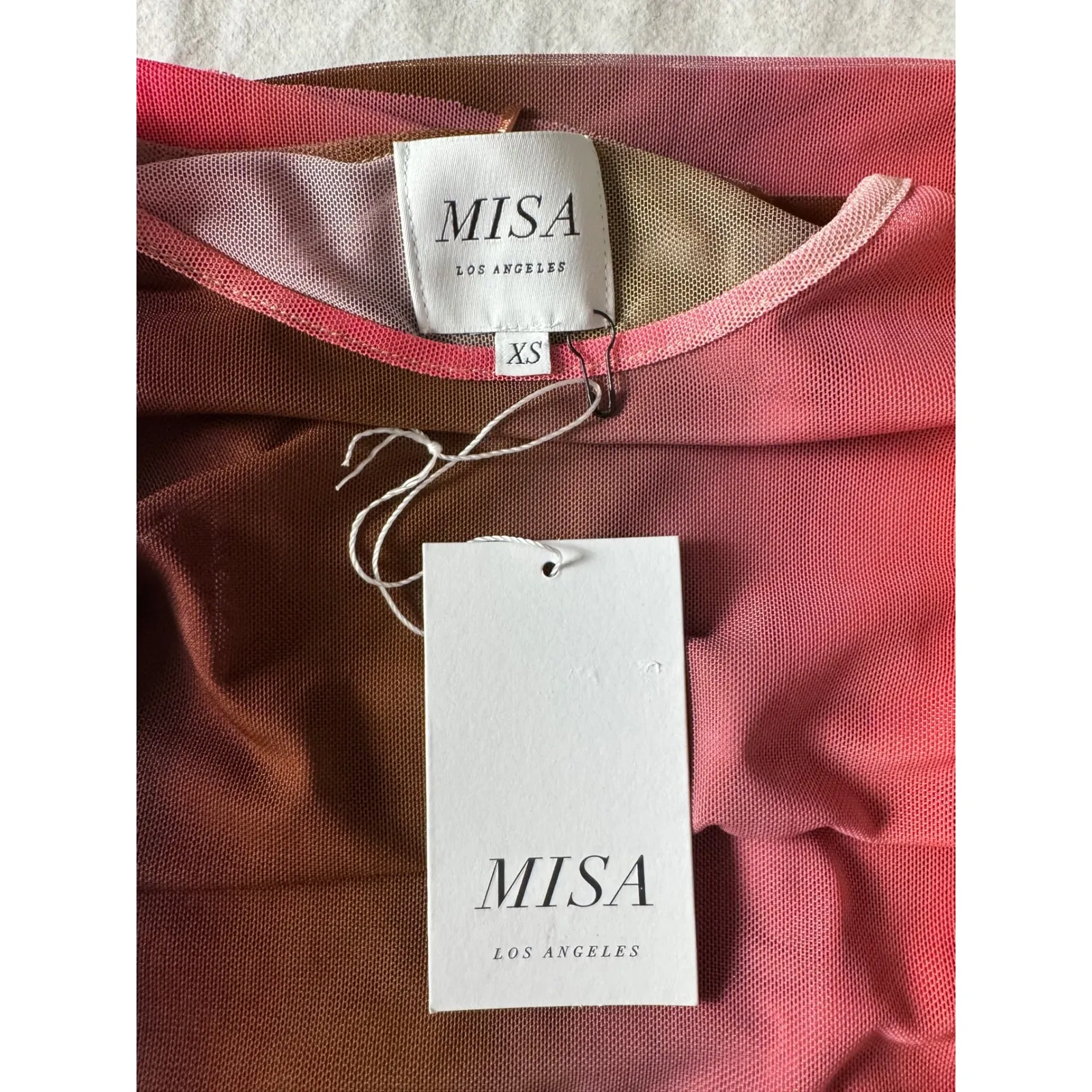 MISA Los Angeles Mesh Ombre Maxi Dress Short Sleeve Sheer dress size xs / s - Image 8