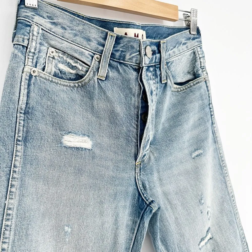 AMO Destroyed Loverboy Jeans Cropped Straight Distressed Retro Wash Women's 25 Blue - Image 4