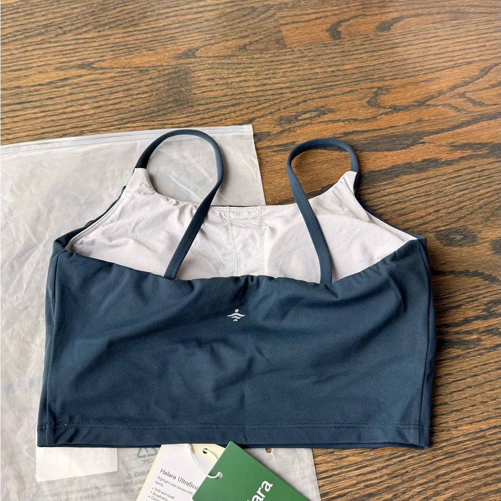 Halara UltraSculpt Cropped Yoga Tank Top Carbon Blue XS NWT - Image 6