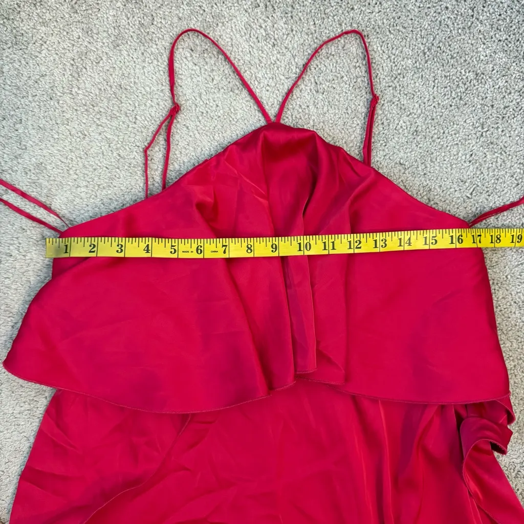 Jewel Badgley Mischka Amelia Ruffled Satin Mini Dress Deep Rose 10 - Image 8