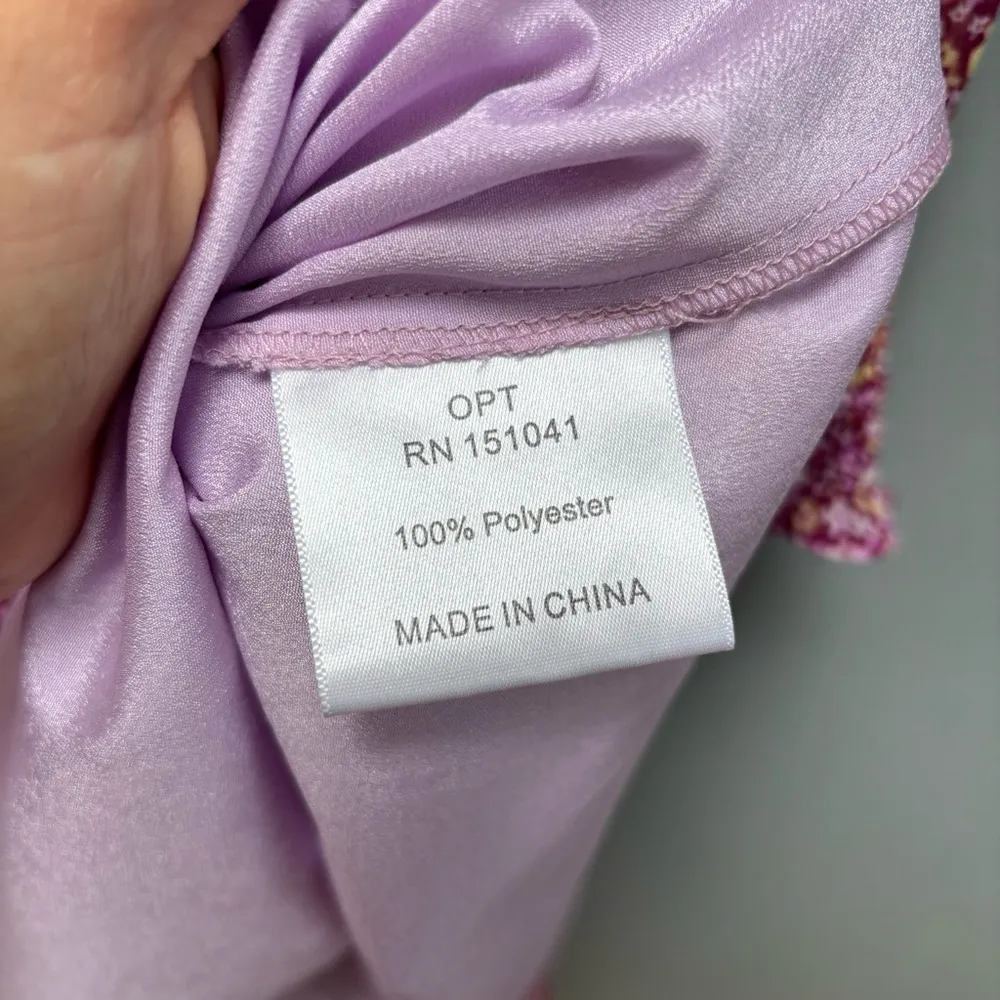 O.P.T. On the Run Chiffon Floral Midi Dress Long Sleeve XS Purple - Image 10