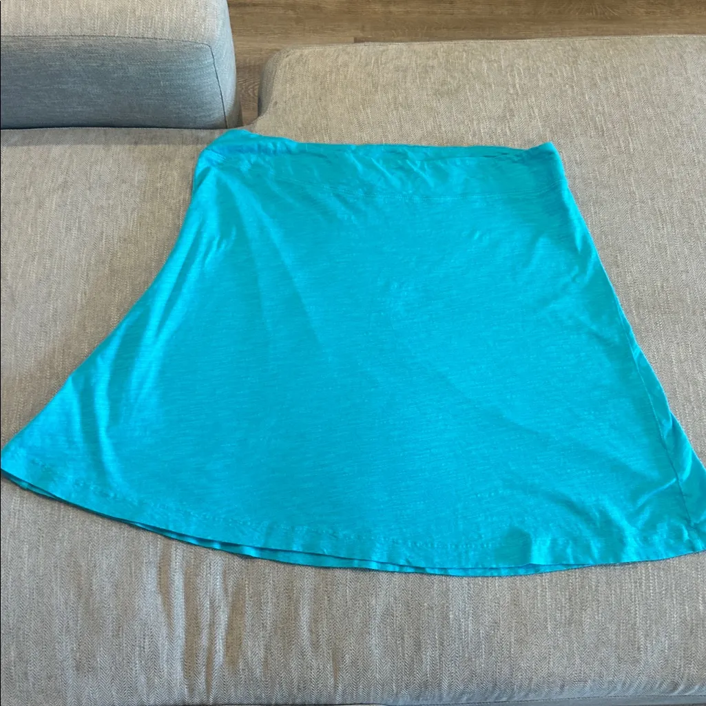 Fresh Produce bright turquoise cotton flared midi skirt size XL USA made chic - Image 2