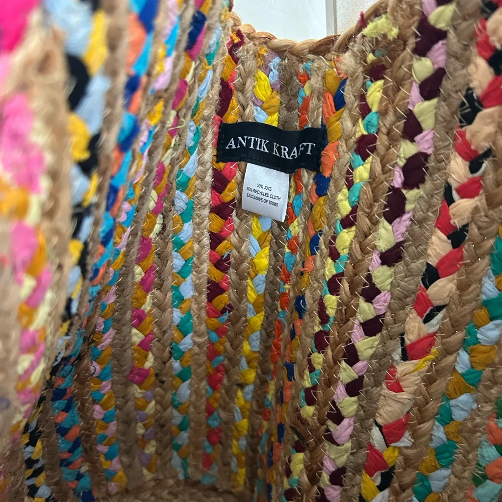 Anthropologie Antik Kraft Ruhi Tote Bag Straw Beach Bag Boho - Image 3