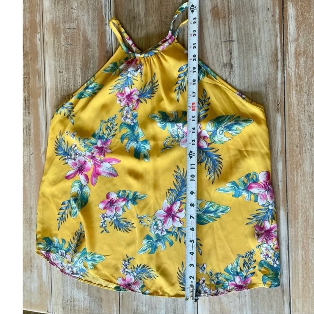 Lush Yellow Floral Print Tank Top Large - Image 7