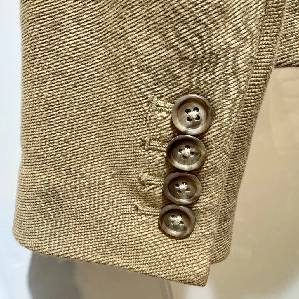 Ralph Lauren 100% Cotton Blazer Jacket Size 6 Tan Button Front Equestrian Style - Image 10