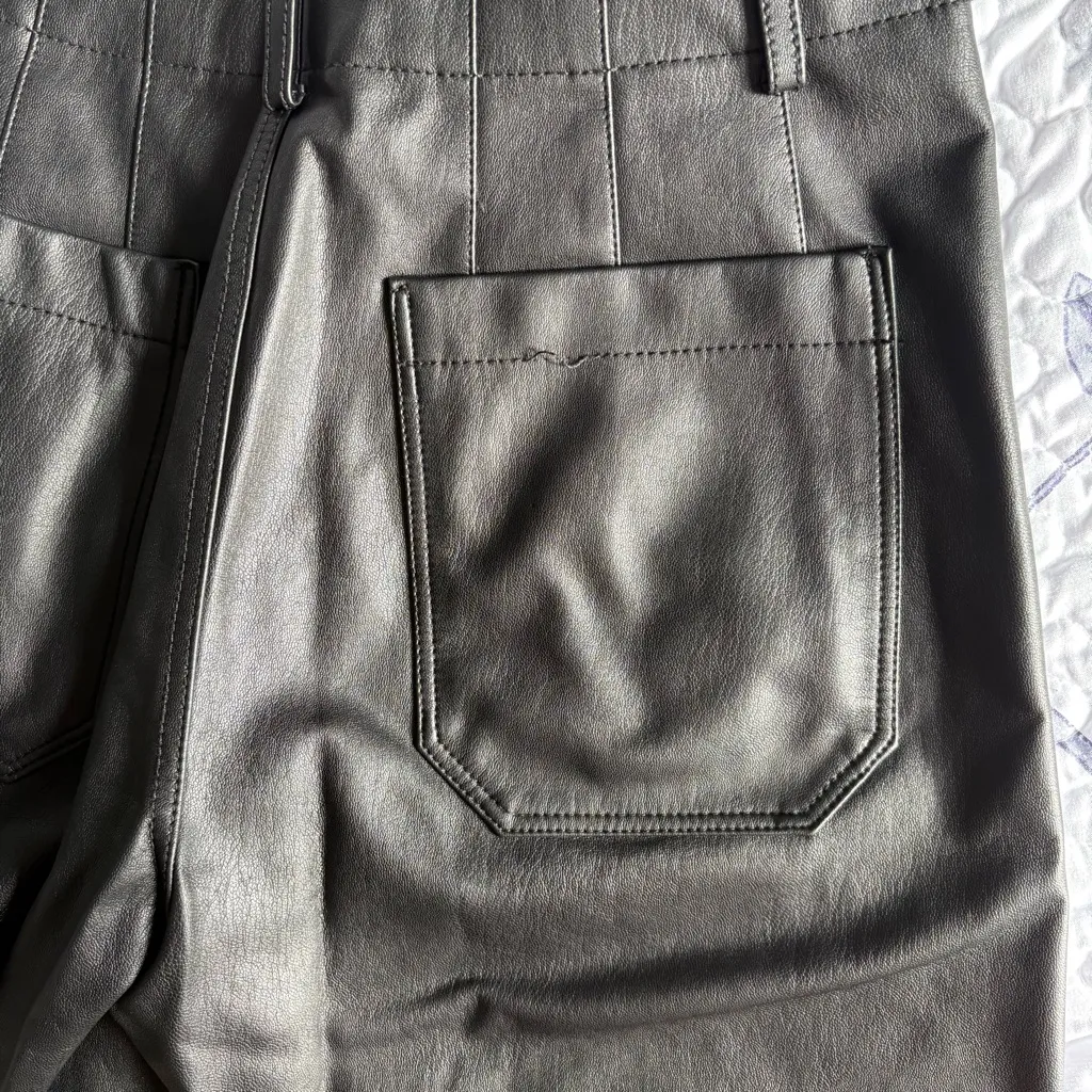 Anthropologie Black Colette Faux Leather Crop Wide-Leg Pants by Maeve - Image 8