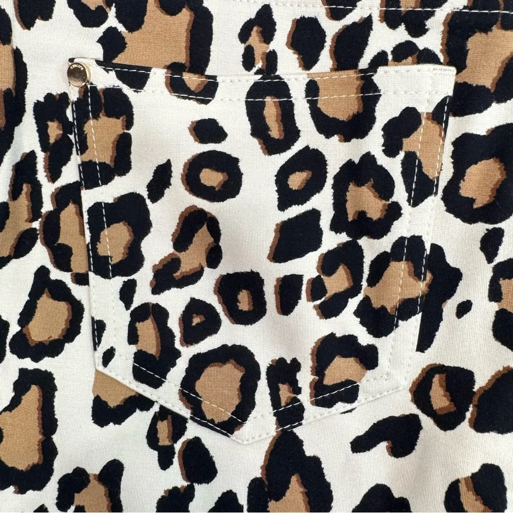 Chico’s So Slimming Leopard Print Refined Ponte Ankle Pants with Gold Hardware - Image 6