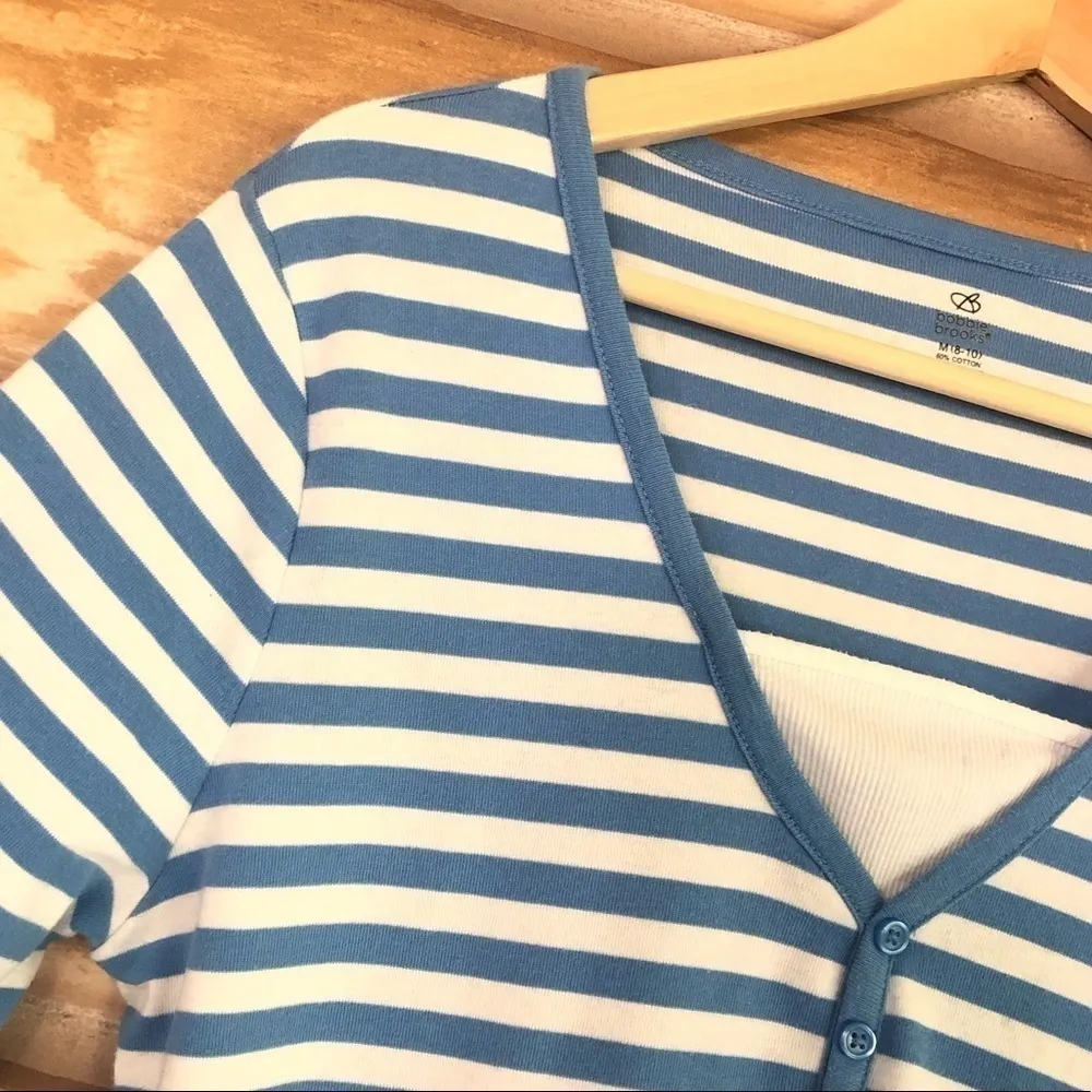 Bobbie Brooks striped mock layered v-neck size medium - Image 4