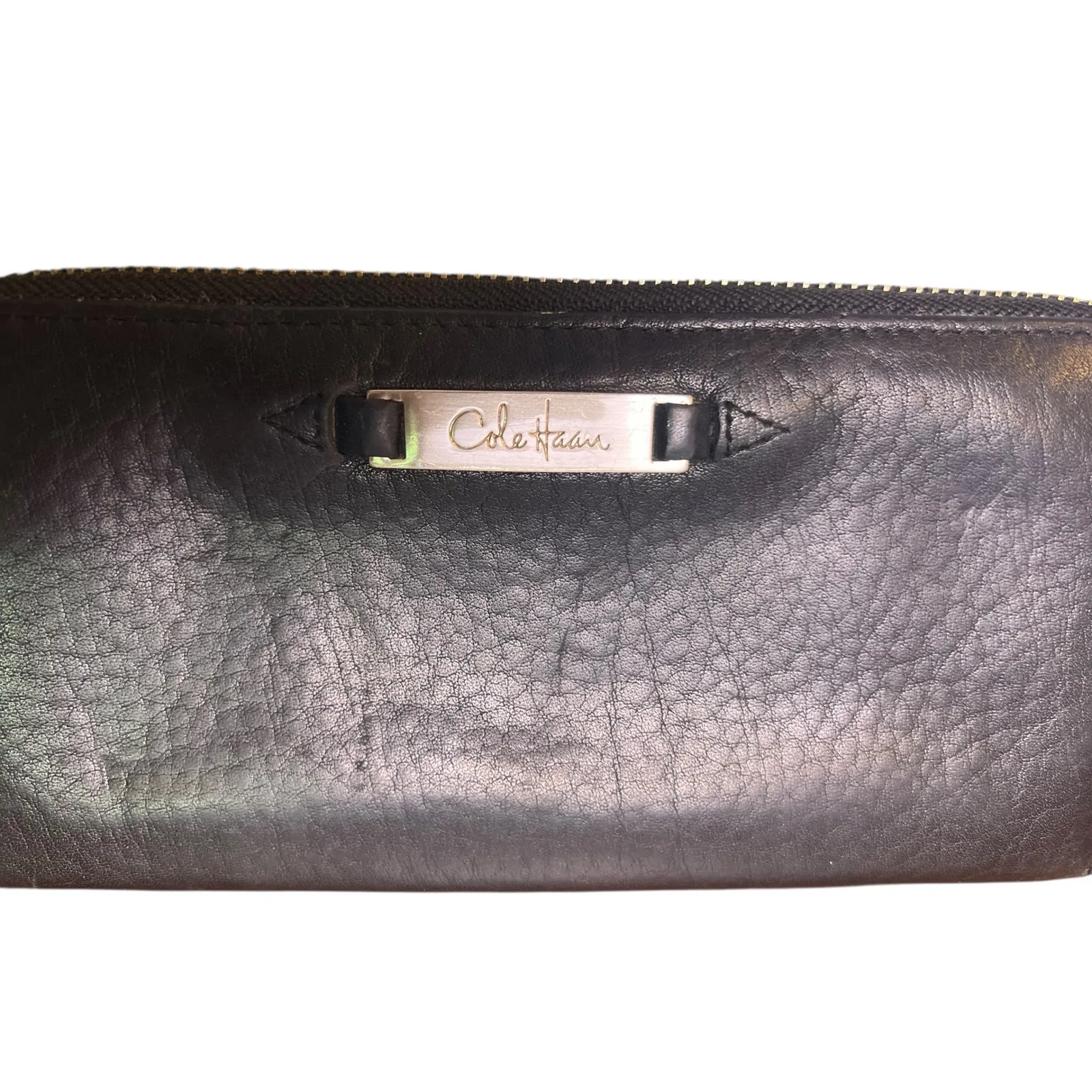 Vintage Cole Haan Leather Zip Around Wallet Clutch Organizer Black Urban Chic‎ - Image 2