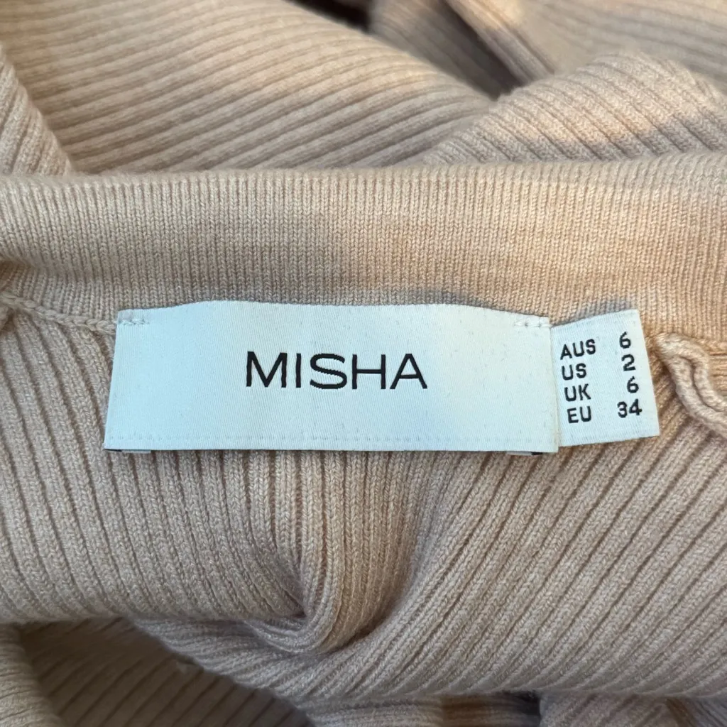 Revolve Misha Renata Sweater Twist Front Top in Sand Tan Size 2 - Image 4