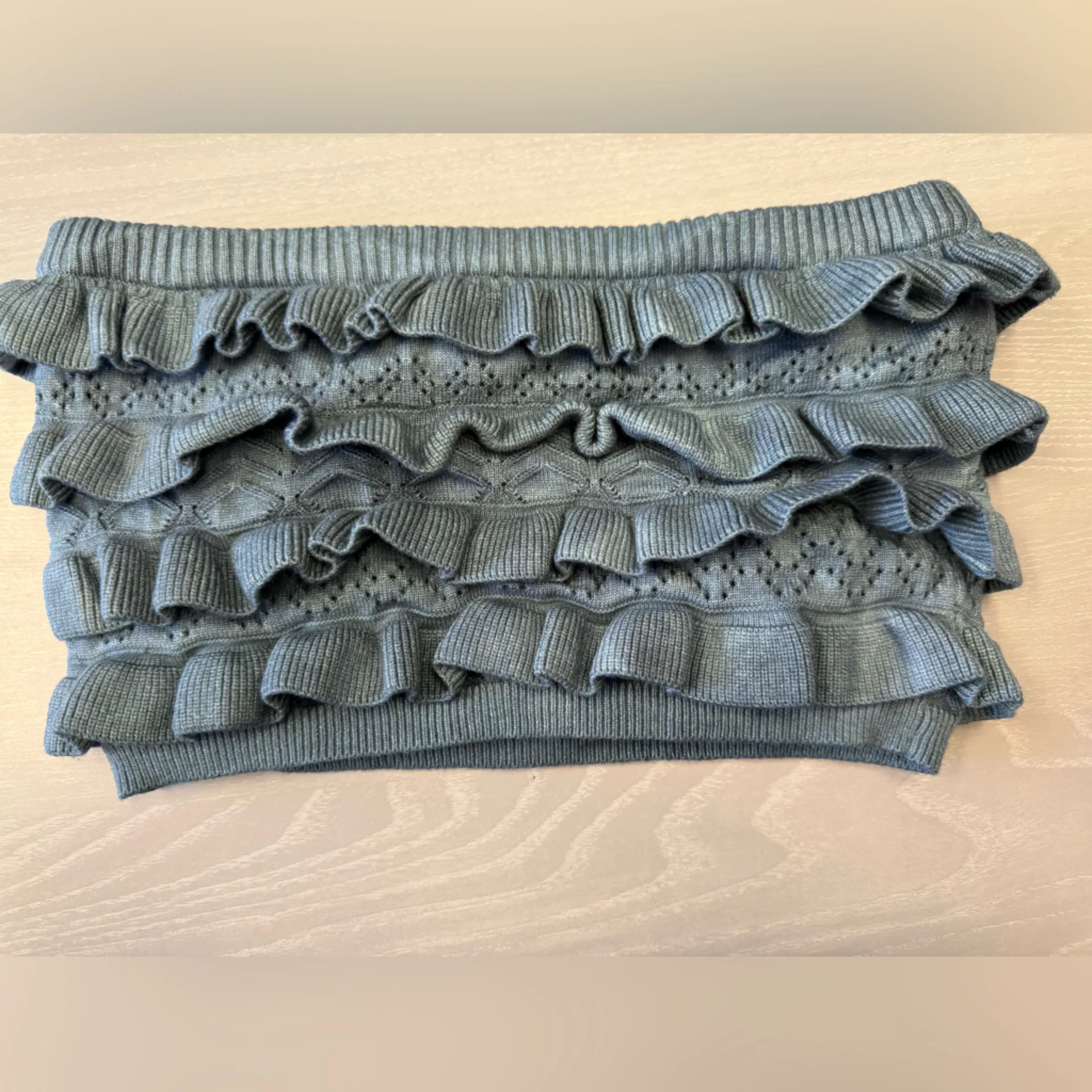 Edikted women size xs/s knit ruffles y2k gray tube top‎ - Image 5