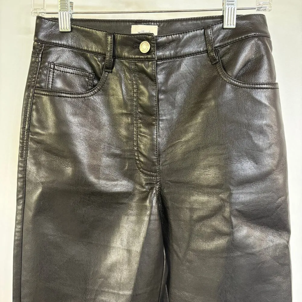 Wilfred Aritzia Melina Faux Leather Black Pants Straight Leg Sexy Biker Small - Image 8