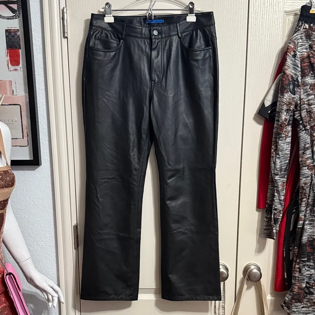 💙 J. McLaughlin Black Vegan Leather Brandy Flare Kick Hem Pants - Image 3