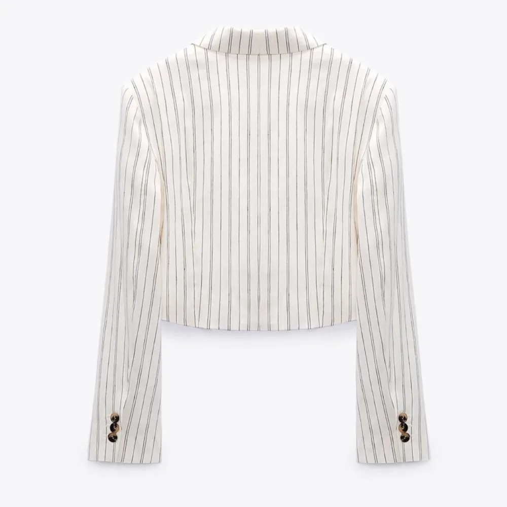 NWT  white cropped striped blazer - Image 3