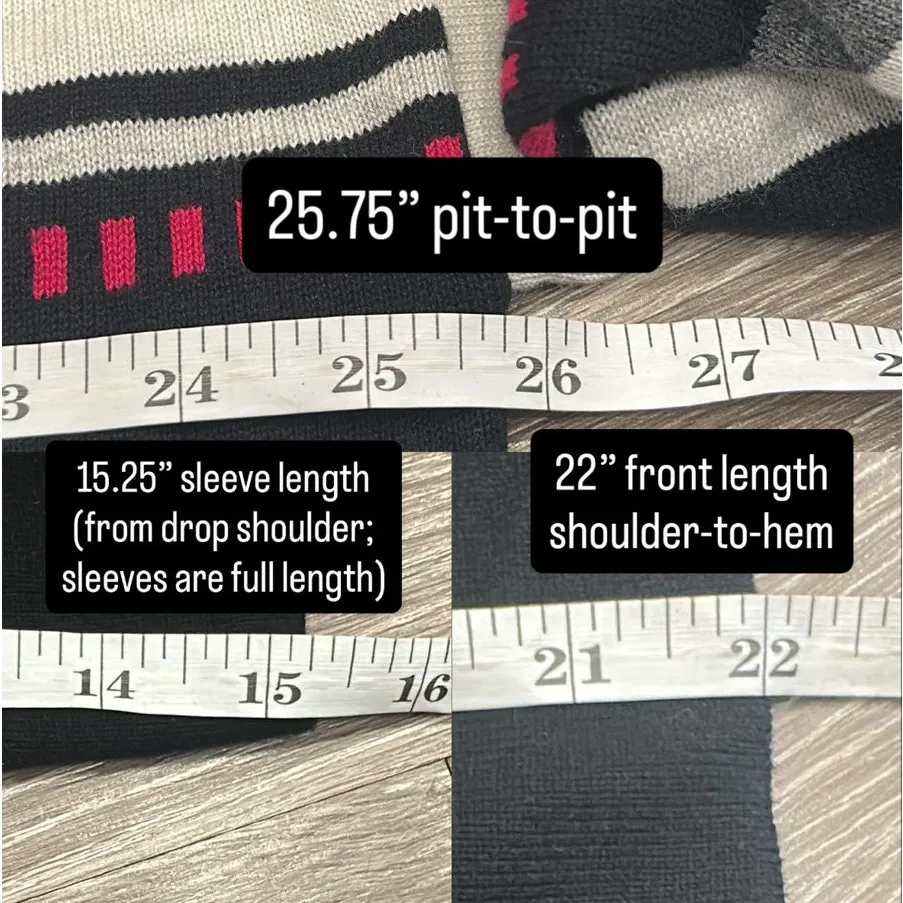 Wispr Pink White Gray Black Silk Cotton Blend Striped Sweater Large Cozy Preppy - Image 8