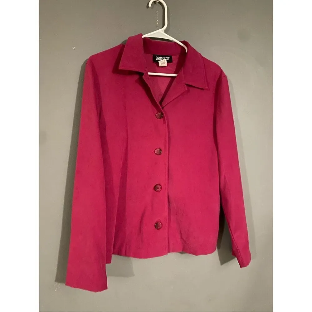 Briggs New York Women Lightweight Button Up Barbie Pink Shacket Size Small - Image 2