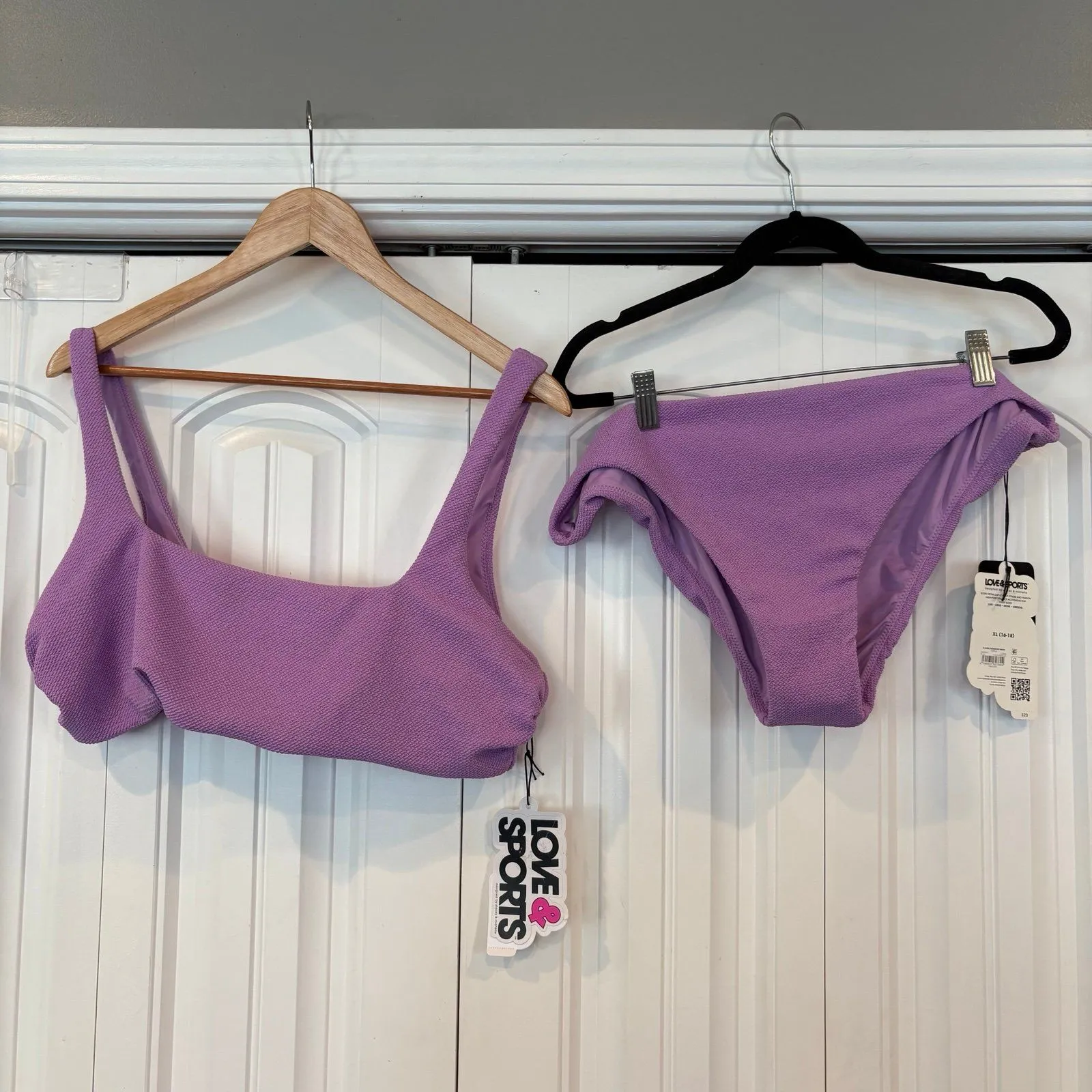 Love & Sports Textured‎ Lavender Two Piece Swimsuit (Top is XXL, Bottom XL) - Image 2
