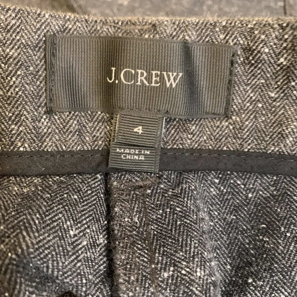 J Crew Grey Herringbone Seamed Trouser Zip Ankle 4 - Image 6