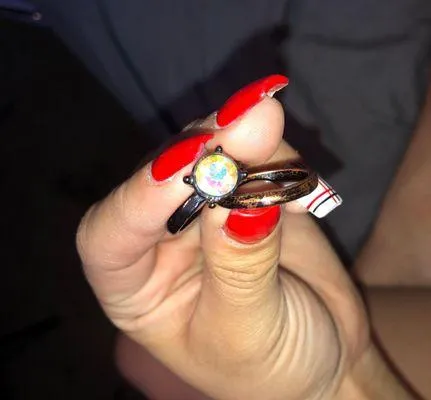 Two Piece Ring Set Black Size 8 - Image 2