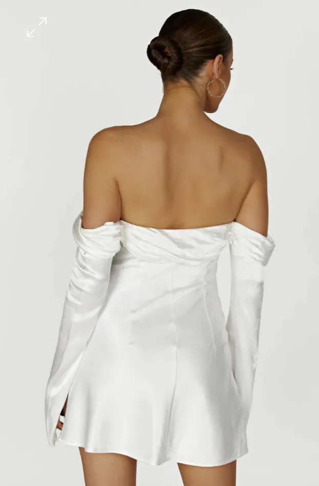 Giselle Off Shoulder Satin Mini Dress - Image 5