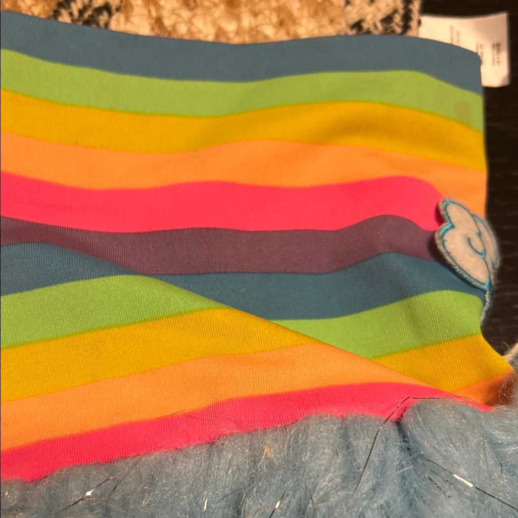 Fuzzy Rave leg socks with Rainbow Accents Blue - Image 3