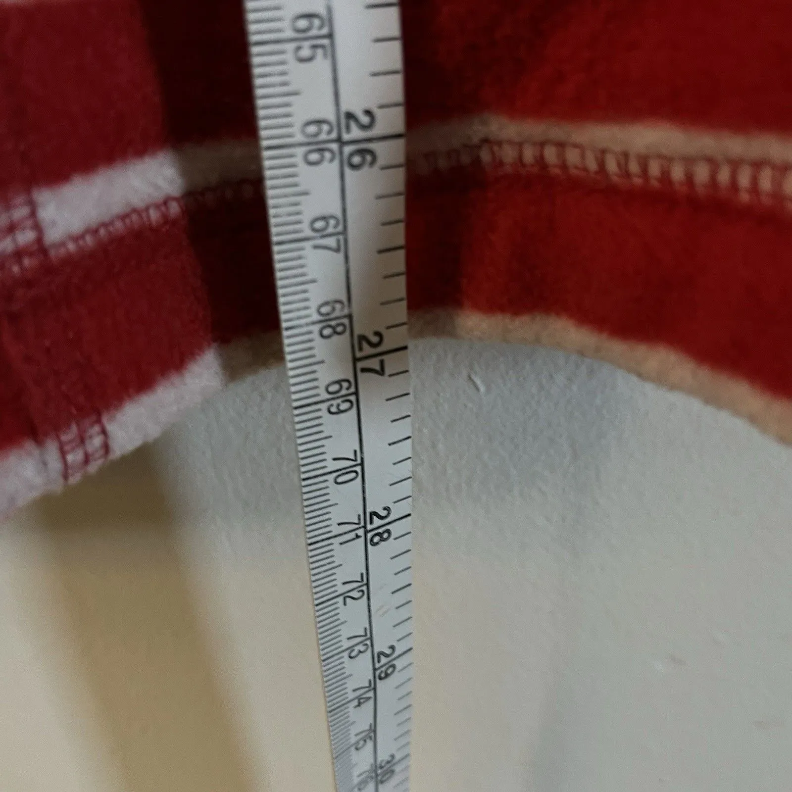 L.L. BEAN Jacket Sz XL Women Red Striped Full Zip Pocket Sherpa Collar - Image 8