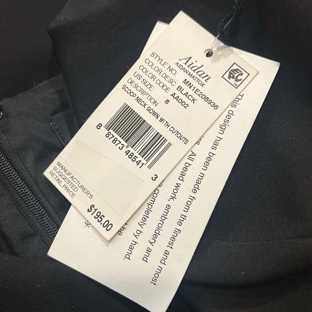 Aidan Scoop Neck Gown with CutOuts in Black, Size 8 New w/Tag $195 - Image 5