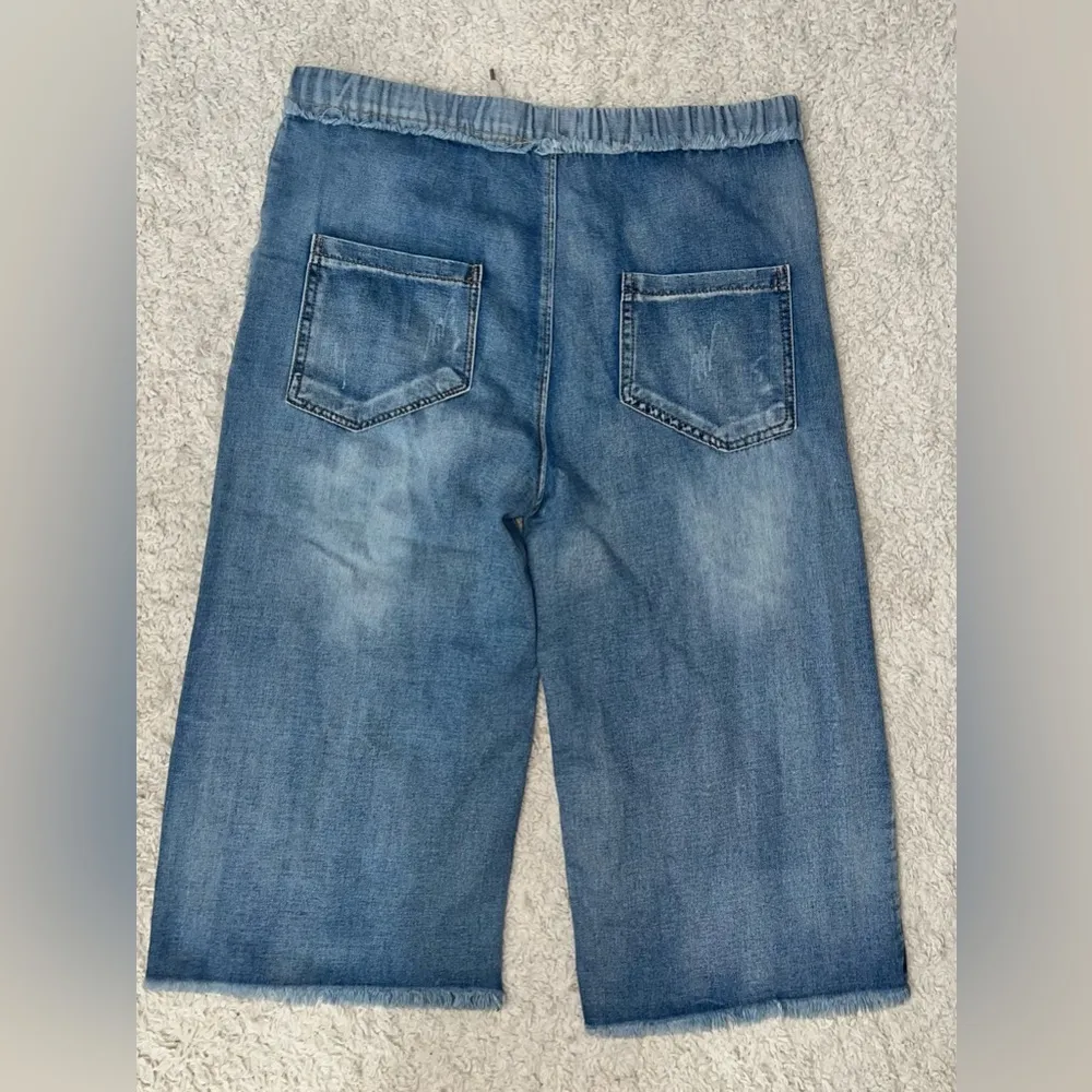 YesNo floral embroidered wide leg distressed boho jeans Blue Size L - Image 4