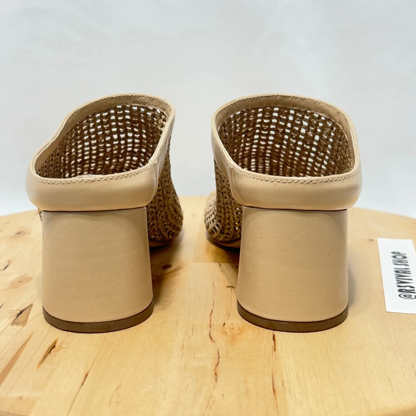 Daniella Shevel Taupe Cream Salma Low Heel Rafia Open Toe Sandal NWOB - Image 9